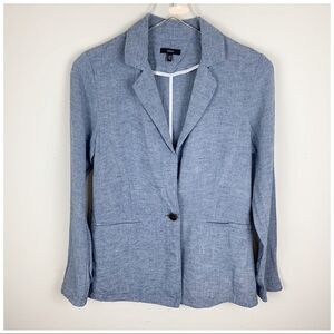 Drew Anthropologie Blue‎ Chambray Unstructured One Button Blazer Sz XS